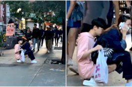 Pasangan Ini Jadi Viral di New York, Si Cowok Rela Jadi 'Kursi' Buat Cewek