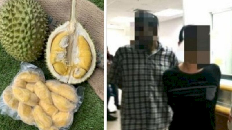 Durian Musang King (kiri). Luqman saat digiring polisi (kanan).