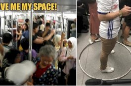Hindari Berhimpitan di MRT, Wanita Ini Pasang Hula Hoop