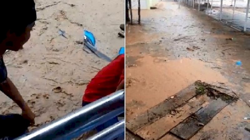 Banjir yang melanda RSUD Raja Tombolotutu, Selasa (30/7/2019).