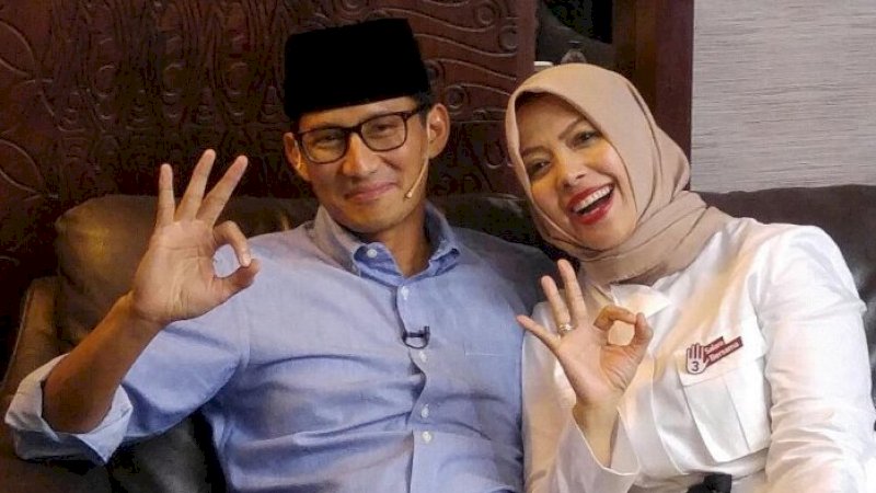 Nur Asia (kanan) bersama suaminya, Sandiaga Salahuddin Uno.