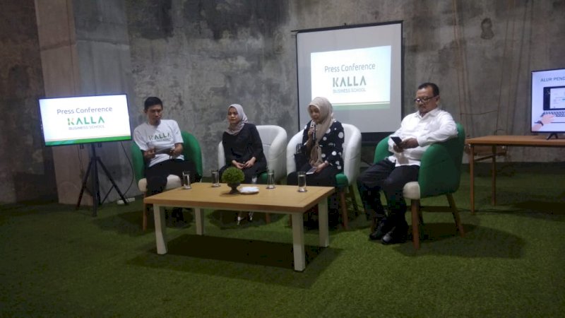 Konferensi pers Institut Teknologi dan Bisnis (ITB) atau Kalla Busines School di Bikin-Bikin Creative Hub Nipah Mall, Jalan Urip Sumoharjo, Makassar, Rabu (31/7/2019).