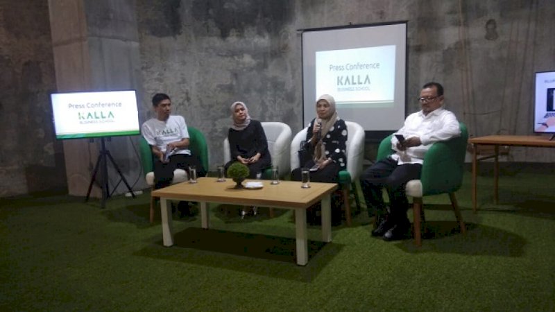 Konferensi pers Kalla Business School di Bikin-Bikin Creative Hub Nipah Mall, Jalan Urip Sumoharjo, Makassar, Rabu (31/7/2019).
