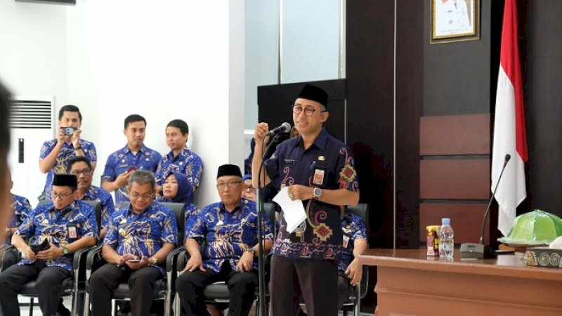 Sekretaris Kabupaten Gowa, Muchlis membuka pameran rancangan proyek perubahan pelatihan kepemimpinan administrator angkatan IX di Baruga Tinggimae rumah jabatan bupati Gowa, Jumat (2/8/2019).