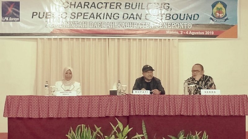 Bupati Jeneponto Iksan Iskandar dan Sekda Syafruddin Nurdin di Hotel Celebes, Malino, Jumat (2/8/2019).