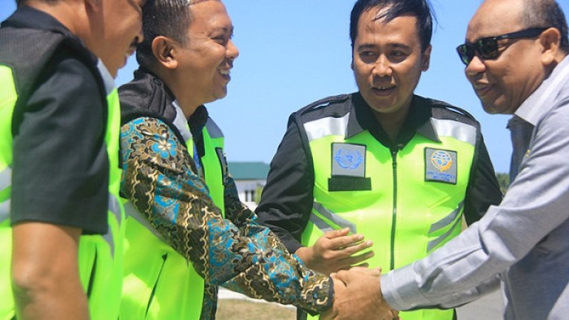 Bupati Selayar, Basli Ali menyambut Ketua Pengadilan Tinggi Makassar, Sunaryo, Senin (5/8/2019).