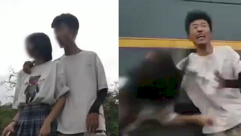 Niat Buat Video Romantis di Rel, Pasangan Muda-mudi Ini Malah Diserempet Kereta