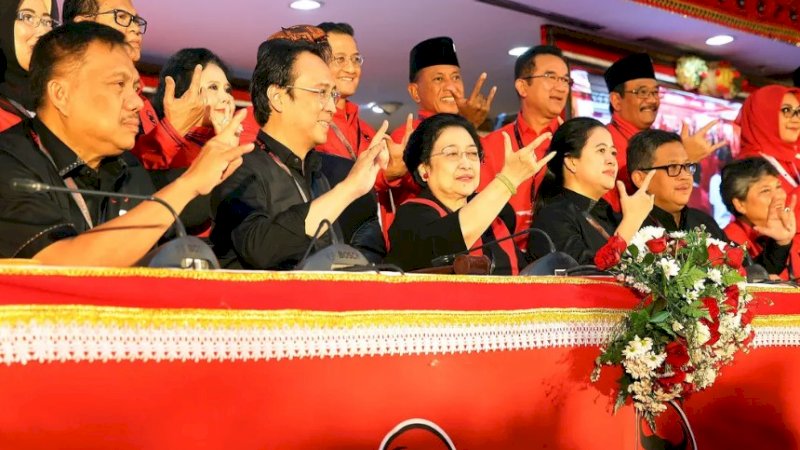 Ketua Umum PDIP Megawati Soekarnoputri pada penutupan kongres PDIP di Bali.
