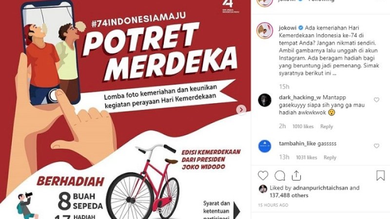 Mau Dapat Hadiah Sepeda dari Presiden Jokowi? Ikuti Cara Berikut Ini