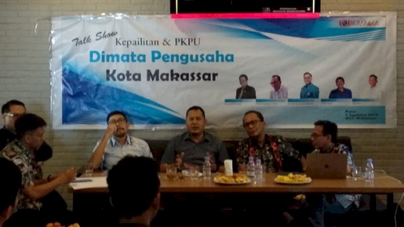 Dua praktisi Kepailitan dan Penundaan Kewajiban Pembayaran Utang (PKPU) menjadi pembicara dalam talk show bertajuk "Kepailitan dan PKPU di Mata Pengusaha Kota Makassar".