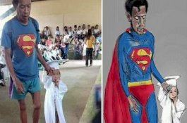 Tak Punya Jas, Ayah Miskin Ini Pakai Kaus Superman Hadiri Wisuda Putrinya, Warganet Terenyuh