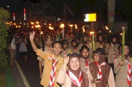 Begini Penampakan Pawai Obor Peringatan HUT ke 74 RI di Palopo
