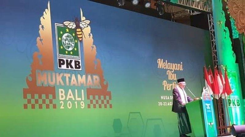 KH Ma'ruf Amin menutup muktamar PKB di Hotel Westin, Nusa Dua, Bali, Rabu (21/8/2019).