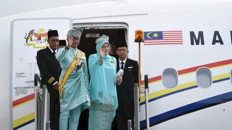 Raja Malaysia, Yang di-Pertuan Agong XVI Al-Sultan Abdullah Al-Mustafa Billah Shah Ibni Sultan Haji Ahmad Shah Al-Musta’in Billah berkunjung ke Indonesia, Selasa (27/8/2019).