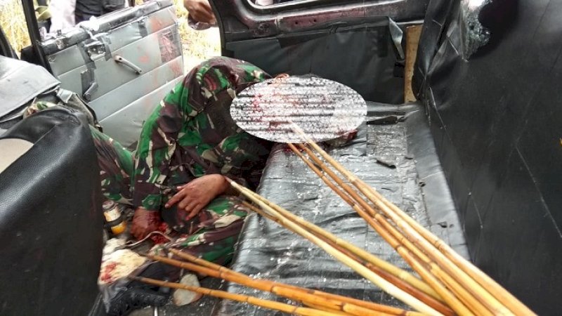 Serda Ricson menjadi korban unjuk rasa anarki di kantor bupati Deiyai, Rabu (28/8/2019).