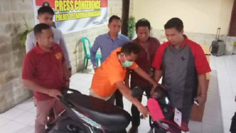 Pelaku Curanmor yang diamankan anggota Polres Pelabuhan Makassar.