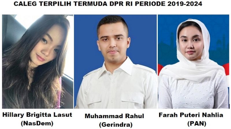 Tiga anggota DPR RI termuda untuk periode 2019-2024. Ketiganya masih berusia 23 tahun.