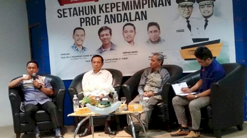 Diskusi setahun kepemimpinan Nurdin Abdullah-Sudirman Sulaiman (Prof Andalan) , Rabu (4/9/2019). 