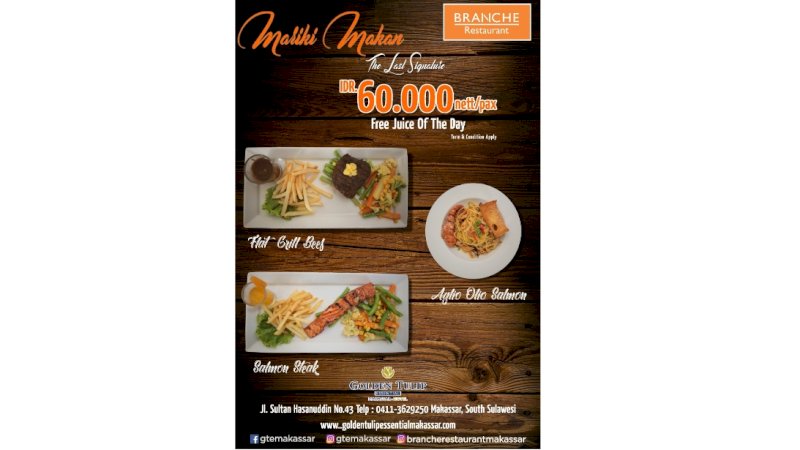 Konsep Western Food, Golden Tulip Essential Hotel Hadirkan Menu Baru