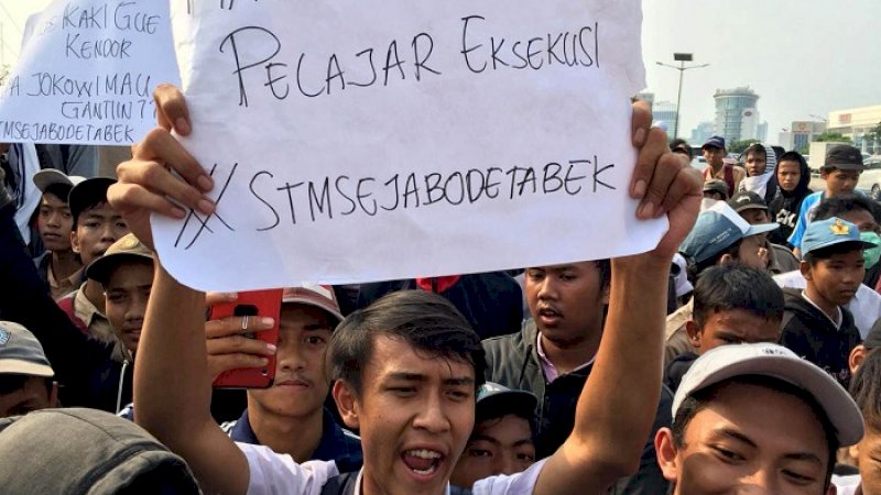 Aksi pelajar di Jakarta.