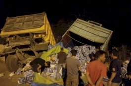 Diduga Kabur, Begini Kabar Sopir Truk Vs Truk di Gowa