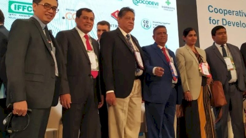 Ketua Dewan Koperasi Indonesia (Dekopin), Nurdin Halid, bersama perwakilan 93 negara pada Konferensi Global Aliansi Koperasi Internasional (ICA) di Kigali, Rwanda, Afrika