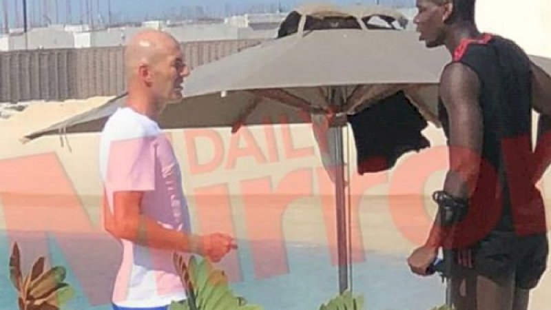 Pertemuan Zinedine Zidane dengan Paul Pogba. (Foto: Twitter)