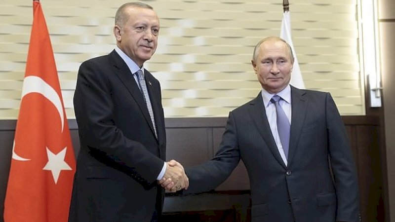 Presiden Rusia Vladimir Putin dan Presiden Turki Recep Tayyip Erdogan. (EPA)