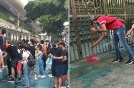 Warga Hong Kong Bersatu Bersihkan Masjid Setelah Disemprot dengan Meriam Air Biru