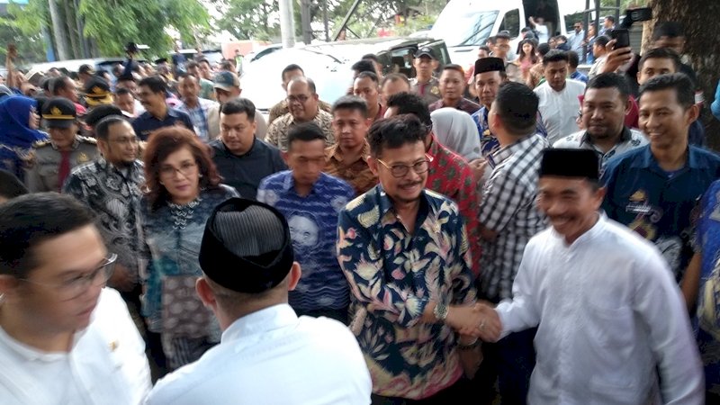 Syahrul Yasin Limpo (SYL) mendarat di Bandara Sultan Hasanuddin, Makassar, Jumat sore (25/10/2019).