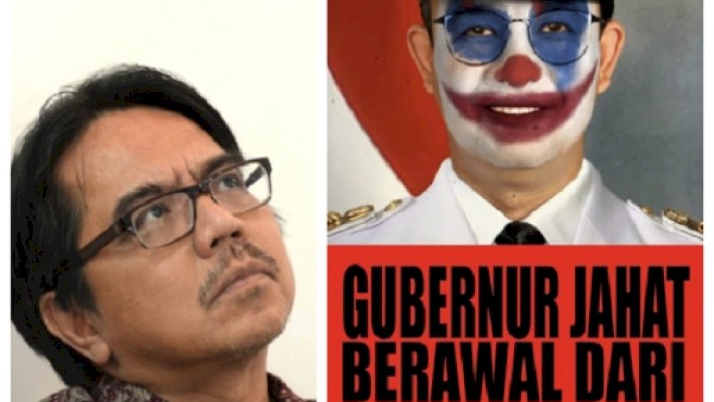 Ade Armando (kiri) dan gambar Anies yang dipostingnya.