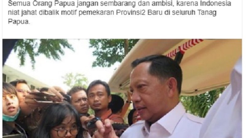 Sebar Link Berita Tito Karnavian, OPM: "Lihat Betapa Jahatnya Jakarta"