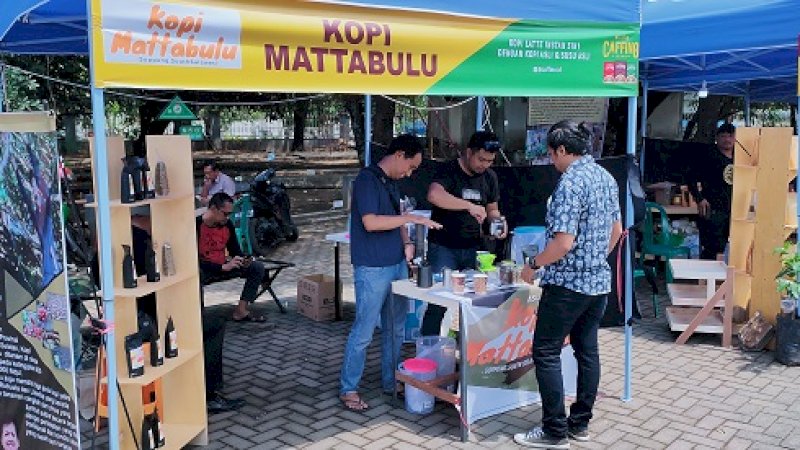 Kopi Mattabulu yang berasal dari Kabupaten Soppeng, turut andil pada ajang pameran Herritage Coffee Festival di Monumen Mandala, Jalan Sudirman, Makassar, Sabtu (9/11/2019).