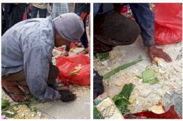 Kakek Sibuk Punguti Beras Kotor yang Terinjak-injak Warga Saat Rebutan Telur Maulid di Gowa