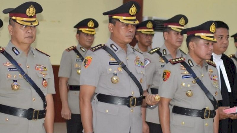 Pelantikan Kapolres dan 4 pejabat utama Polda Sulsel, Senin (11/11/2019).