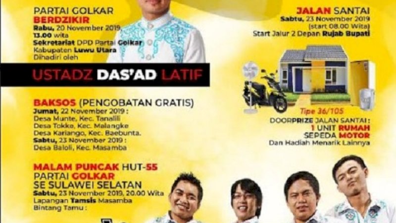 Wali Band akan tampil di peringatan HUT ke-55 Partai Golkar di Lutra.