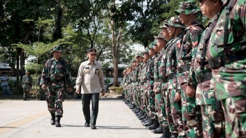 Jajaran Komando Resort Militer 141 Toddopuli, Kodam XIV Hasanuddin menggelar Apel Kesiapan Latihan Penanggulangan Bencana Alam.