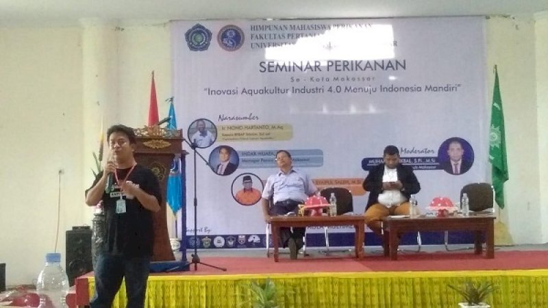 Suasana seminar perikanan di Unismuh.