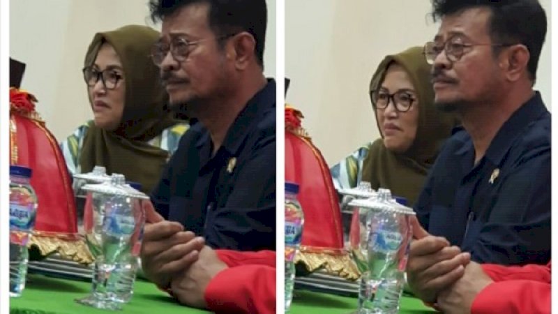 Mentan RI, Syahrul Yasin Limpo didampingi Rektor Unhas, Prof Dwia Aries Tina Pulubuhu, saat jadi keynote speaker di Fakultas Pertanian Unhas, Selasa (26/11/2019).