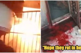 Video Detik-detik Geng Malaysia Lemparkan Cat Merah dan Bom Molotov ke Rumah Warga