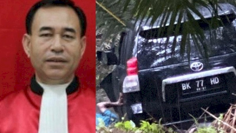 Hakim Jamaluddin dan mobil tempat jasadnya ditemukan.