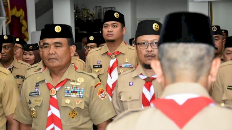 Pelantikan Kwarda Gerakan Pramuka Sulawesi Selatan di Baruga Karaeng Pattingalloang, Rumah Jabatan Gubernur Sulsel, Jumat (27/12/2019).&nbsp;