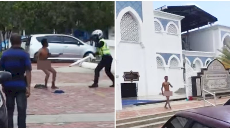 Bawa Parang, Pria Telanjang Kejar Polisi di Masjid Malaysia