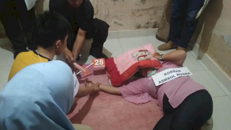 Proses rekonstruksi pembunuhan Mahasiswi UIN Alauddin Makassar, Asmaul Husna