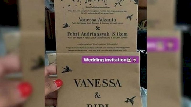 Undangan resepsi pernikahan Vanessa Angel dan Bibi Ardiansyah. (Foto: Instagram)