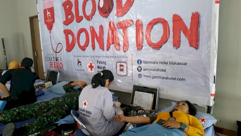 Kegiatan donor darah di Hotel Gammara, Selasa (28/1/2020).