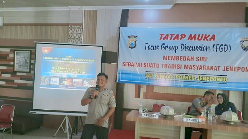 Satuan Binmas Polres Jeneponto menggelar Focus Group Discussion (FGD) tentang tradisi siri', Kamis (6/2/2020).