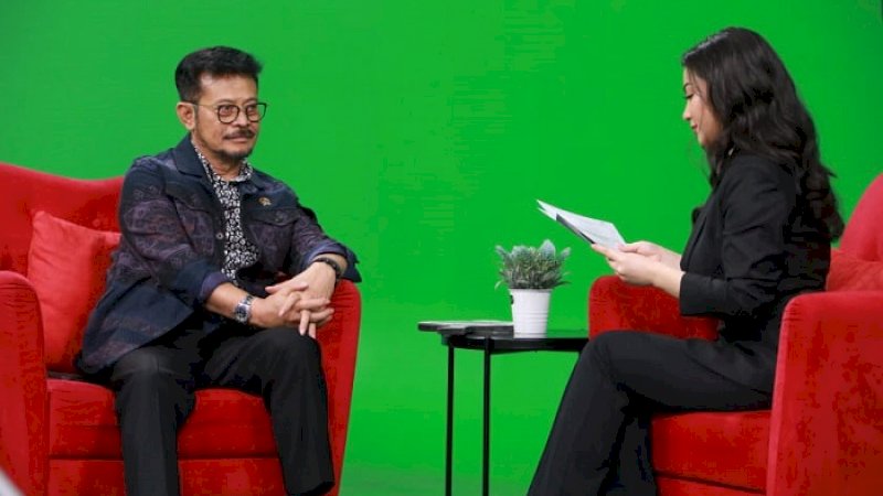 Mentan Syahrul Yasin Limpo diwawancara Ariel Tatum, Minggu (9/2/2020).