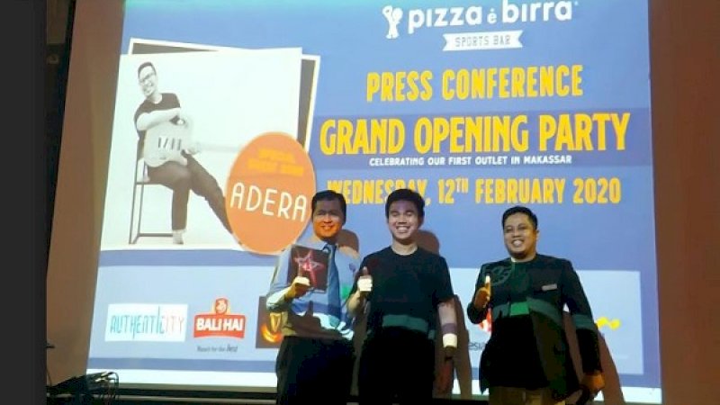 Konferensi pers Grand Opening Pizza e Birra Sports Bar, Rabu (12/2/2020). Momen spesial nanti akan dimeriahkan penyanyi Adera. 