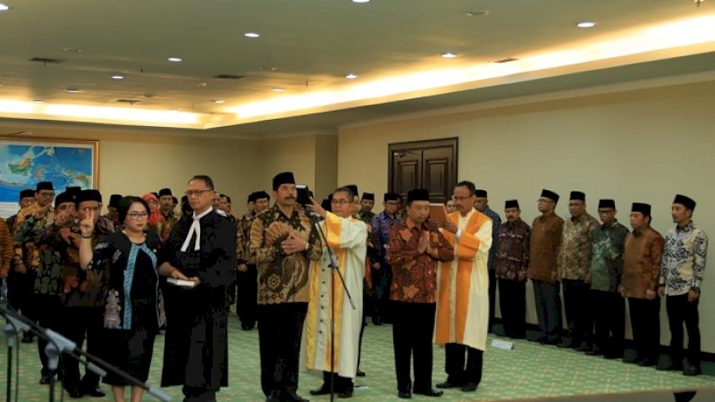 Pelantikan enam rektor PTKN di Jakarta, Senin (17/2/2020).